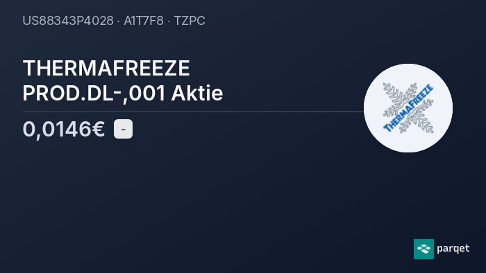 THERMAFREEZE PROD.DL-,001 Aktie ETF - A1T7F8 | Parqet